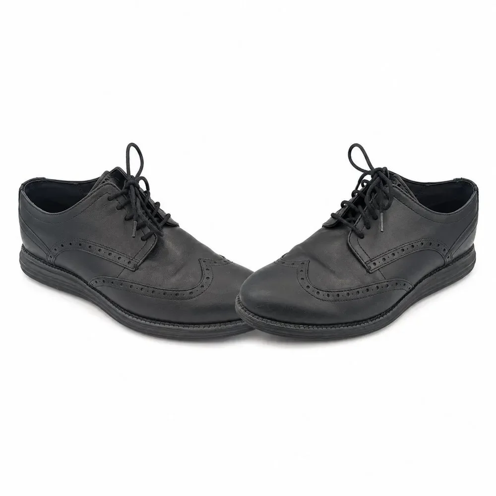 Cole Haan Original Grand Remastered Wingtip Oxford Men 9.5W Black Leather Shoes